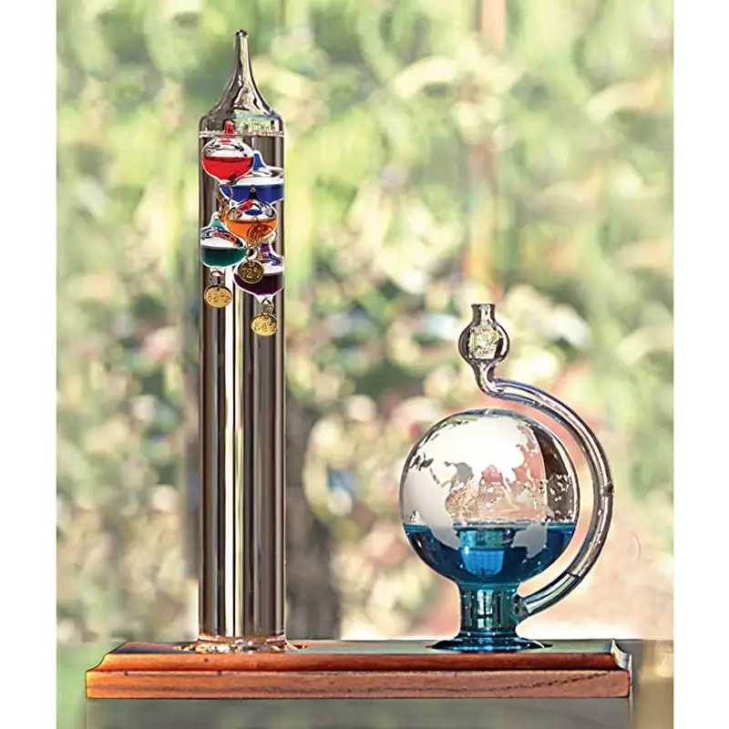 Thermomètre de Galilée en Verre, Forme Ampoule, H 15 cm